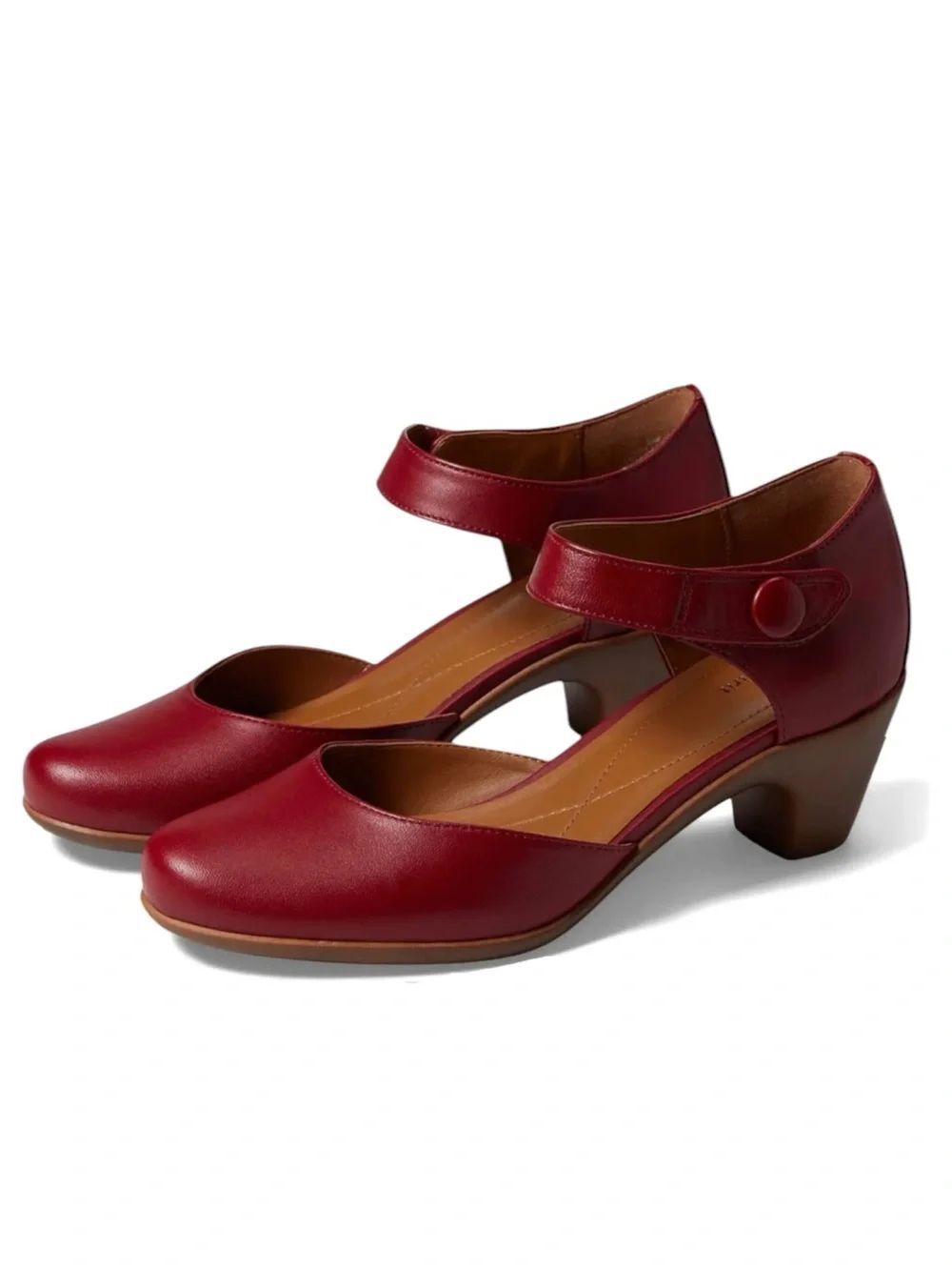 Easy Spirit Clarice Wide Width Red Leather Mary Jane Pump Size 7W